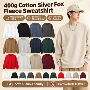 Sudadera Unisex OEM de 400G con Forro Polar Silver Fox, Sudadera Cuello Redondo Informal y Cálida para Otoño e Invierno - Product Image 1