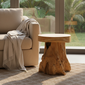 ARTERRA Tabouret champignon en racine de teck artisanal, design rustique, durable et écologique, pour hôtels, appartements et entrepôts de luxe - Product Image 3