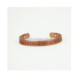 Pulsera de Cobre Puro con Baño de Cobre Antiguo para Hombre y Mujer, Hecha a Mano, Tradicional, Abierta, Estilo Rústico, Moderna, para Uso Diario - Product Image 3
