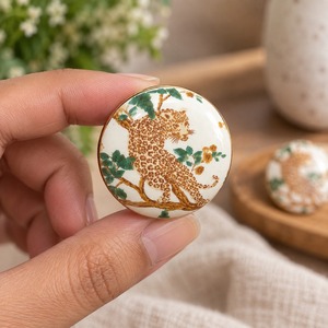 SHUBHAM Handcrafted <b>Ceramic</b> Cabinet <b>Knob</b> with Leopard Floral Design Decorative Round <b>Drawer</b> Pull Handle for Furniture - Product Image 3
