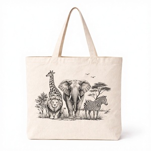 Bolsa de Tela Ecológica Reutilizable con Estampado Animal, 18x16x5 Pulgadas, Bolsa de Compras de Algodón, Logotipo Personalizado, Venta al Por Mayor - Product Image 1