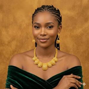 Juego de Collar de 4 Piezas de Latón y Cobre Chapado en Oro de 24K de Primera Calidad, Joyería para Mujer, Superficie Lisa y Pulida, Diseño Elegante, para Fiestas y Compromisos - Product Image 2