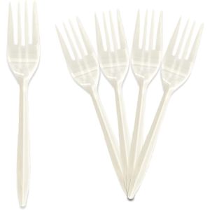 Forchette di Plastica Monouso di Peso Medio, Confezione da 1000, Bianche - Product Image 4