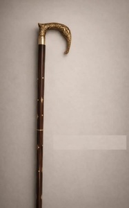 Handcrafted Wooden Cane with Brass <b>Elephant</b> Handle – Classic Gentleman’s Walking Stick KULSOOM - Product Image 4