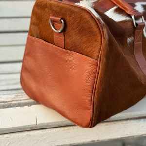Bolsa de Viaje de Piel Auténtica OEM con Cierre de Cremallera, Bolsa de Fin de Semana Hecha a Mano de Piel de Vaca LHODB-0120 - Product Image 5