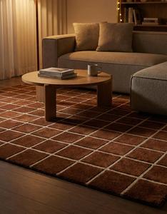 Luxury Modern Handtufted Wool Rug Anti-Slip Cotton Backing Geometric Pattern <b>Thick</b> Pile-Customizable for Living Rooms Bedrooms - Product Image 1