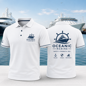 Camiseta Polo Premium para Barcos y Embarcaciones |   Uniforme de tripulación marítima personalizado de manga corta, tejido de algodón transpirable - Product Image 1