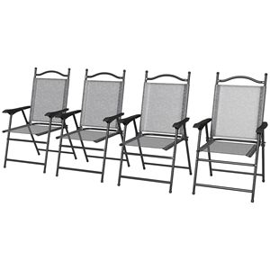 Set di 4 Sedie da Campeggio Pieghevoli in Rete Grigia con Braccioli, Portatili per Esterni, Comode, Personalizzabili con Logo, Facili da Trasportare - Product Image 1