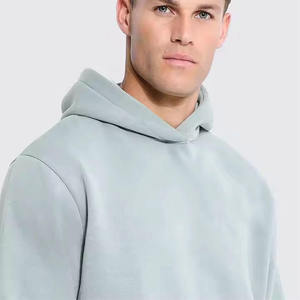 Survêtement à capuche gris clair pour homme, manches longues, couleur unie, décontracté, respirant, en coton mi-lourd, coupe ample - Product Image 5
