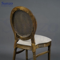 Chaise Louis de style français en gros, dossier en rotin, chaise de salle à manger élégante pour mariage, banquet, événement, restaurant et hôtel