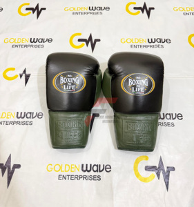 Ensemble de boxe professionnel sur mesure de qualité supérieure, très vendu, No Boxing No Life, vert et noir, avec gants de boxe, protège-tête et protège-glandes. - Product Image 3
