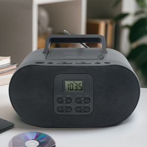 Portable FM Radio with LCD Display Built-In Speaker AC Powered Plastic Body Black Color - Product Image 5