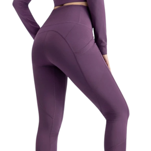 Ensemble de yoga deux pièces pour femme, haut court à manches longues et leggings taille haute, extensible, pour la gym, le fitness et l'entraînement - Product Image 4