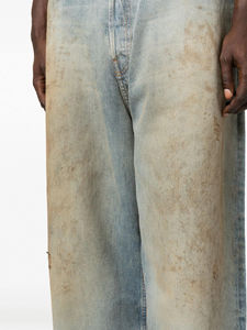 Pantalon cargo ample et respirant de qualité supérieure, avec poches cargo, en jean vintage délavé et décoloré au soleil, personnalisé pour hommes - Product Image 4