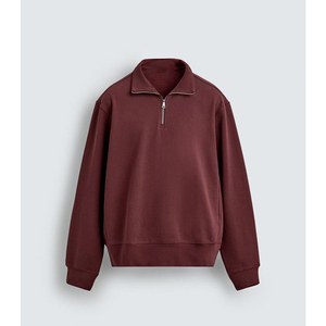 Custom Men's Women's Oversized Half Zip Sweatshirt <b>Mock</b> <b>Neck</b> Plain Cotton Fleece Streetwear <b>Top</b> - Product Image 5