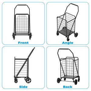 Carrello Pieghevole per la Spesa con Ruote Girevoli a 360 Gradi, Carrello Portaoggetti con Ruote Rotanti a 360 Gradi, Carrello Girevole - Product Image 6
