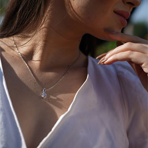 Collar con Colgante de Diamantes de Lujo Minimalista, Plata de Ley 925, para Mujer, Compromiso, Boda, Aniversario, Uso Diario - Product Image 6