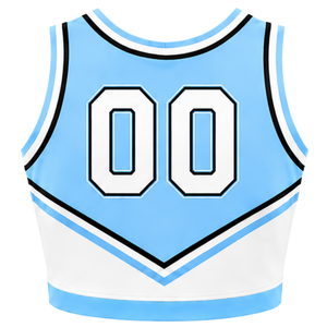 Ensemble uniforme de cheerleading bleu ciel : Crop top et jupe plissée pour compétition de danse d'équipe, tenue de performance sportive - Product Image 4