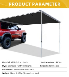 Auvent de voiture portable extérieur personnalisé OEM/ODM, tente latérale de véhicule portable en tissu Oxford avec éclairage LED - Product Image 2