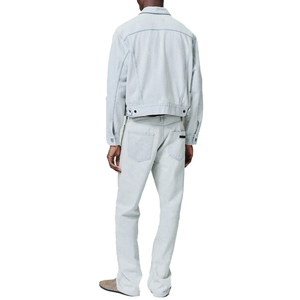 Top trending Men's <b>Bleach</b> Wash Denim Trucker Jacket Oversized Vintage Workwear Streetwear Button Up Outerwear Custom OEM Option - Product Image 6