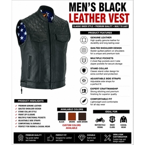 Chaleco de Motocicleta Personalizado Unisex Acolchado de Cuero Genuino con Cuello Alto, Chaleco de Motociclista Impermeable y Cortavientos para Invierno - Product Image 5