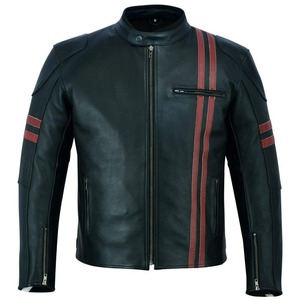Veste de moto en cuir de vachette pour motards, équipement de conduite avec poches zippées. - Product Image 1
