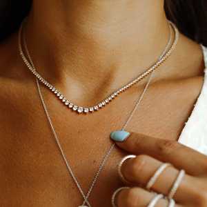 Real 10K 14K 18K Graduated Diamond Tennis Necklace Wholesale Rivera <b>Choker</b> Line CVD HPHT Lab Created Jewelry Factory Supplier - Product Image 3