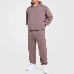 Conjunto de chándal de 2 piezas con capucha y pantalón para hombre, al por mayor, de color liso, con logotipo personalizado, a bajo precio y con MOQ bajo - Product Image 3
