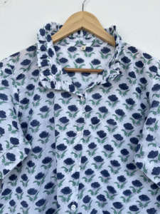 Chemisier en coton imprimé floral pour femme, manches trois quarts, coupe ample, décontracté d'été, respirant, vente en gros Inde - Product Image 2