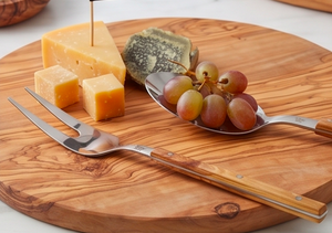 Ensemble cuillère et fourchette de service Acme avec manche en bois, en acier inoxydable, design minimaliste, compatible lave-vaisselle, pour la restauration et les événements - Product Image 5