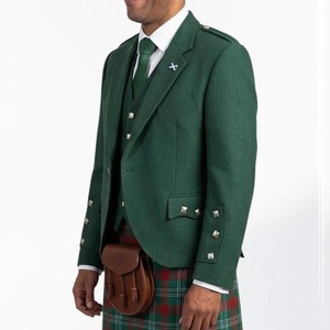 2026 <b>Men's</b> Scottish <b>Blue</b> <b>Tweed</b> Kilt <b>Jacket</b> And Waistcoat Argyle Wedding Kilt <b>Jacket</b> Wholesale - Product Image 4