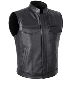 Autumn Winter Men's Faux Leather Waistcoat Stand Collar Motorcycle Biker Vest Classic Stylish Sleeveless Jacket Rhinestone - Product Image 6