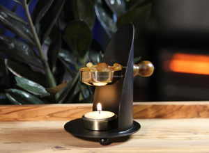 Adjustable Brass Resin Incense Burner Matte Black Stand Tealight <b>Candle</b> Frankincense Warmer Censer Wholesale - Product Image 3