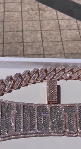 จี้เพชรโมอิสซาไนต์แบบฮิปฮอปสั่งทำพิเศษ พร้อมสร้อยคอแบบ Iced Out เงินแท้ 925 ชุบทอง - Product Image 4