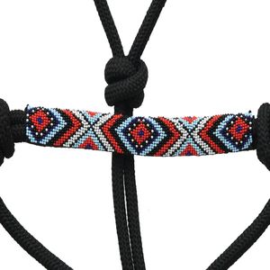 Nylon Black Braided Rope Horse Halter with Beaded Noseband & <b>Lead</b> Rope Adjustable Durable <b>Training</b> Halter OEM Bulk - Product Image 4