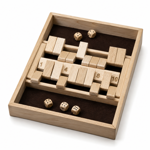 Handcrafted Wooden Shut The Box Dice Game With Felt Lined Tray Traditional Family Board Game For <b>Kids</b> And Adults Play For Fun - Product Image 6