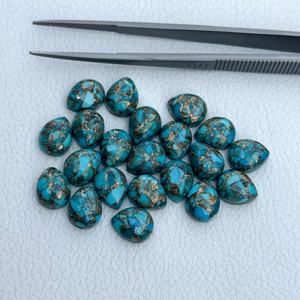 Turquesa Azul Natural de Cobre de 9x11 mm, Cabujón de Pera Liso, Gemas Sueltas Pulimentadas al por Mayor de un Fabricante Verificado - Product Image 4