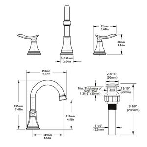 Rubinetto per lavabo a 2 maniglie, 8 pollici, finitura oro spazzolato, con beccuccio girevole a 360 gradi, per lavabo da bagno a 3 fori - Product Image 6
