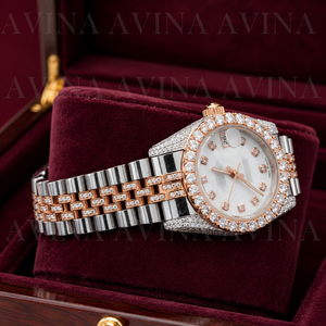 Montre mécanique analogique de luxe avec date, sertie de moissanite, bracelet en acier inoxydable, unisexe, 41 mm - Product Image 2