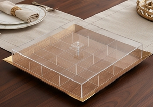 Elegant ACME METAL INDIA Wooden Serving Tray With Acrylic Lid Handcrafted Square Shape Lacquered Finish - Product Image 4