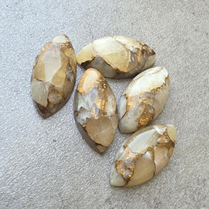 Cabochon en Caclite de Cuivre Naturel, Forme Marquise, Dos Plat, Pierre Calibrée pour Bijoux - Product Image 3