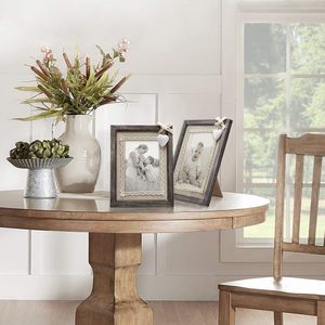 Vintage Wooden Photo <b>Frame</b> Shabby Nature Brown with <b>White</b> Heart and Favours for Wedding Burlap - Product Image 3