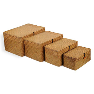 Estuche de papelería de lujo hecho de hierba marina, caja de regalo tejida a mano, resistente, precio económico, listo para enviar. - Product Image 1