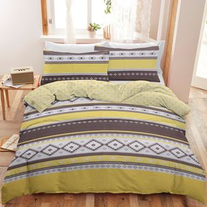 Set Copripiumino Super King con Stampa Geometrica 3D, Stile Moderno con Motivo a Pois, Leggero, per Arredamento Camera da Letto Adulti, Marrone e Giallo - Product Image 1