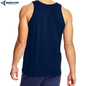 Men's Navy Blue Sleeveless Tank Top O-Neck Solid Color Casual Knitted Style - Product Image 2