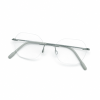 Montures de lunettes sans monture en titane photochromiques UV420 carrées légères en titane pur, prêtes pour la prescription, logo personnalisé