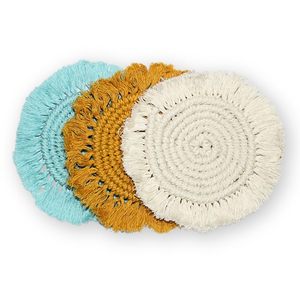 Modern Macrame Mug Rugs Handcrafted & Handwoven Macrame Coasters for Home, <b>Table</b> Decor and Gifting Purpose - Product Image 3