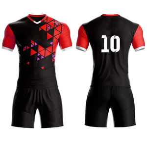 Fournisseur en gros – Ensemble maillot de football géométrique noir et vert pour homme, col en V, manches courtes, en polyester anti-humidité, uniformes en vrac - Product Image 6