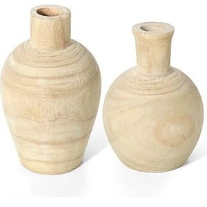 Vases de table en bois et résine modernes, design nouveau, faits à la main, en bois d'acacia, pour la décoration de la maison - Product Image 6