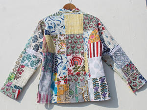 Belle veste courte matelassée légère réversible en coton 100% à fleurs blanches, faite à la main, style nouveau pour femmes, vêtements de fête - Product Image 5